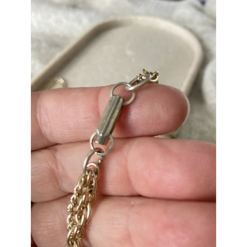 Vintage Hong Kong Gold Tone Multi‎ Chain Tassel Necklace Long Pendant Double